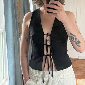 NWT Zara black tie-up vest (sz S)